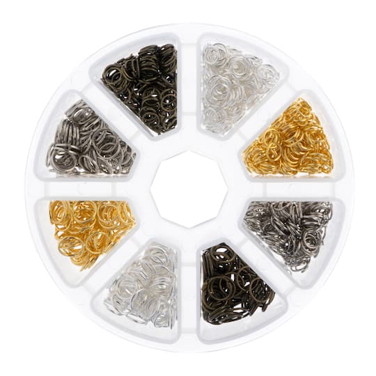 John Bead Jump Rings Assortment Round 8 Slot Jewelry Making Kit, 1200ct.
